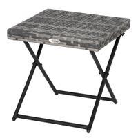 Polyrattan Beistelltisch klappbar Couchtisch Gartenmöbel Falttisch Metall Grau 40 x 40 x 40 cm