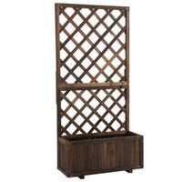Pflanzkasten mit Rankgitter Blumenkasten Rankkasten Rosenbogen mit Rankhilfe für Kletterpflanzen Garten Holz verkohlt 72,5 x 31,5 x 149,5 cm