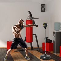 Punchingball Set Standbox Fitness Boxsack Training Set 133-151 cm höhenverstellbar mit 1 paar Handschuhe geeignet für Profis und Anfänger Schwarz