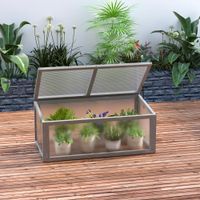 Frühbeet Pflanzenbeet mit Abdeckung aus Holz und Polycarbonat wetterfest Grau 90 x 46 x 40 cm