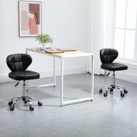 2er-Set Arbeitshocker Rückenlehne aus Kunstleder 72-87cm höhenverstellbar Dunkelgrau 45x47x72-87cm