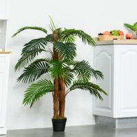 künstliche Pflanzen 120 cm künstlicher Palmen Palme Kunstpflanze Zimmerpflanze Dekopflanze Büropflanze Kunststofftopf für drinnen und draußen