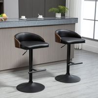 2er-Set Barhocker drehbar Fußstütze höhenverstellbar Holz Schwarz+Kaffee 48x49,5x76-96cm