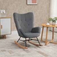 Schaukelstuhl mit Stahlrahmen samtartiges Polyester Metall Dunkelgrau+Natur 84 x 70 x 96 cm