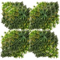 12 Stück künstliches Pflanzenwand Hecke 50x50 cm UV-Schutz Sichtschutz Mehrblättriges Design Heckenpflanze für Garten Outdoor Dekor