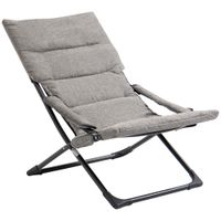Klappstuhl mit Auflage abnehmbar Gartenstuhl Campingstuhl Liegestuhl Sitzmöbel Garten Terrasse Balkon Textilene Stahl Grau 66B x 94T x 79H cm