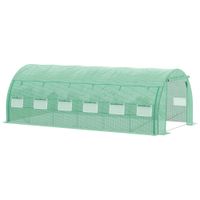 Foliengewächshaus Polytunnel 6 x 3 x 2 m begehbares Gewächshaus mit aufrollbar Abdeckungen Folientunnel Treibhaus UV-Schutz Stahlrohr Grün