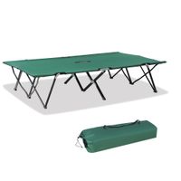Campingbett Klappbar für 2 Personen Feldbett Klappbett mit Tragetasche bis 136 kg belastbar Stahl Oxford Grün+Schwarz 193 x 125 x 40 cm