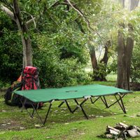Campingbett Klappbar für 2 Personen Tragetasche bis 136 kg Stahl Oxford Grün+Schwarz 193x125x40cm