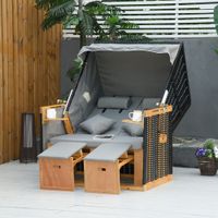Strandkorb Volllieger Gartenliege Getrankehaltern PE Rattan Hellgrau 118 x 79 x 50 cm