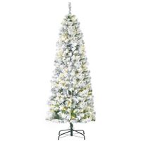 künstlicher Weihnachtsbaum mit LED-Leuchten Christbaum Tannenbaum PVC Metall Grün+Weiß Ø60 x 180 cm
