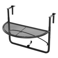 Balkonhängetisch Hängetisch höhenverstellbar halbrund Ø30 cm Terrasse Metall Schwarz L60 x B45 x H50 cm
