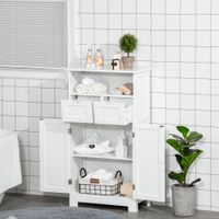 Badzimmerschrank, Badeschrank, Badkommode mit 2 Schubladen, 1 Türschrank, Ablage verstellbar, Weiß