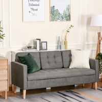 3-Sitzer Sofa Stoffsofa Doppelsofa abnehmbar mit Kissen Gummiholz Baumwoll Grau 166,5 x 62 x 82 cm