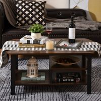 Couchtisch, mit Ablageflächen für Büro,stahl, Braun, 100L x 60B x 46H cm