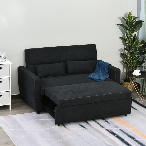 Schlafsofa Klappsofa 2-Sitzer Stoffsofa Bettsofa Bettsofa Schwarz
