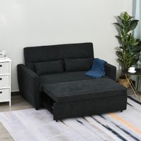 Schlafsofa Klappsofa 2-Sitzer Stoffsofa Bettsofa Bettsofa Schwarz