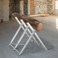 Kettensägebock Sägebock zusammenklappbar Sägegestell für Brennholz Silber Metall 83 x 83 x 79 cm