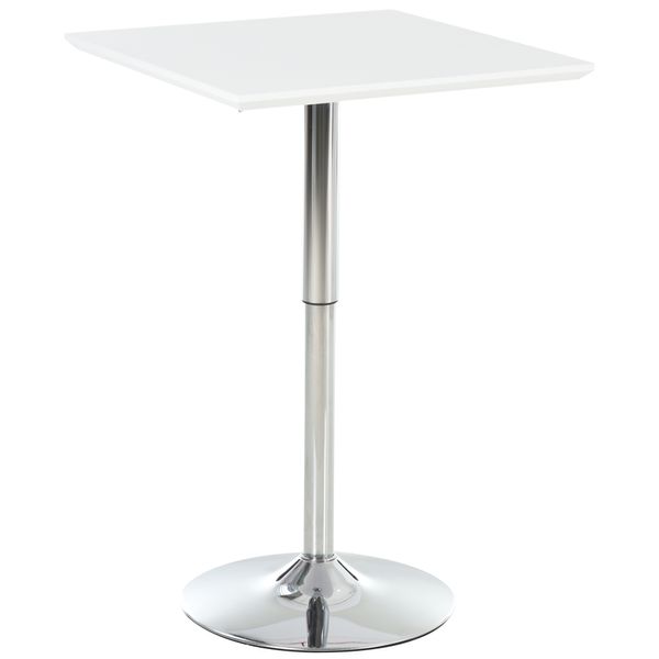 Bartisch Bistrotisch Pub Höhenverstellbarer Quadratischer Stehtisch Tisch Weiß 60x60x69-92 cm