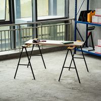 Arbeits Bock, Sägepferd, Unterstellbock, Klappbar, Rutschfest, Stahl, Orange, Schwarz, 99,5 x 50 x 78 cm, Belastbarkeit 125 kg