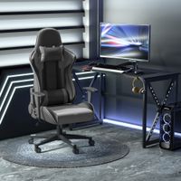 Ergonomischer Bürostuhl Gaming Stuhl Kunstleder Schaumstoff Schwarz