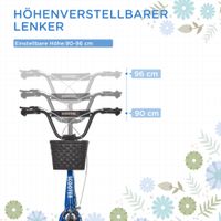 Kinderroller Tretroller mit Bremse Korb höhenverstellbar Gummi Blau