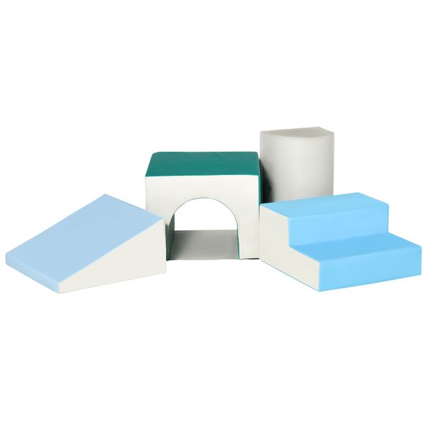 Bausteinset 4er-Set Schaumstoff Bausteine einfache Reinigung weiche Füllung Schaumstoffblöcke für 1-3 Jahre Kinder EPE Hellgrau+Blau+Grün 150 x 50 x 39 cm