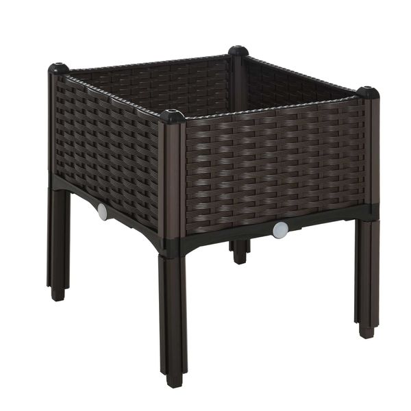 Hochbeet, Pflanzkasten mit Abflusslöchern, Blumenkasten im Rattan-Look