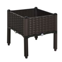 Hochbeet, Pflanzkasten mit Abflusslöchern, Blumenkasten im Rattan-Look
