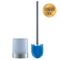 WC-Bürste Silikonkopf Edelstahl / Blau mit Ständer