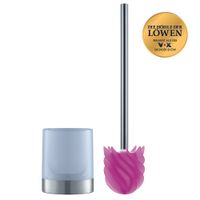 WC-Bürste Silikonkopf Edelstahl / Rosa mit Ständer