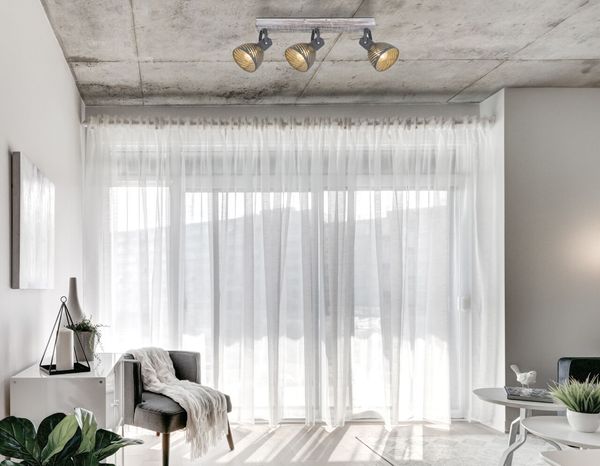 Lighting - MORI - Strahler Holz antik weiß getüncht, 3x E27