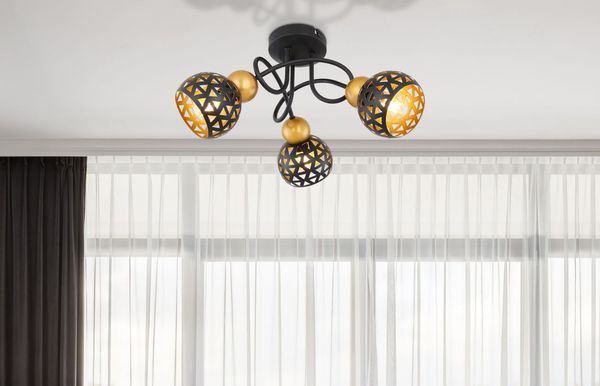 Lighting - SARRA - Deckenleuchte Metall schwarz matt, 3x E14