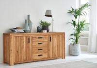 Sideboard AMIGOS mit 2 Türen und 4 Schubladen Wildeiche geölt teilmassiv