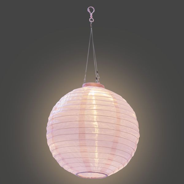 Solar Lampion XXL 2er Set rund pinkØ ca. 30 cm mit 1 warmweißen LED