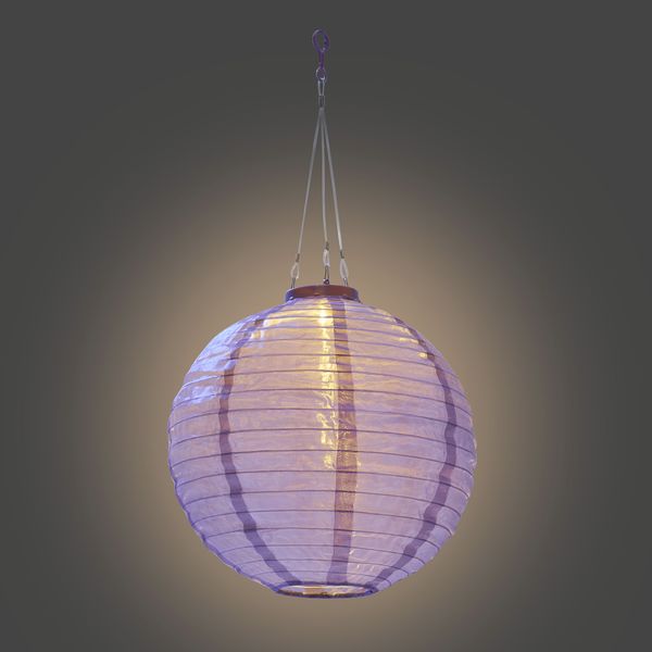 Solar Lampion XXL 2er Set rund lilaØ ca. 30 cm mit 1 warmweißen LED