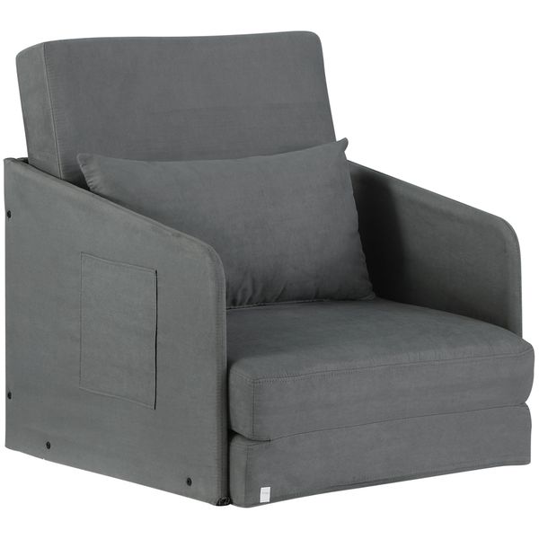 Schlafsofa Sofabett Einzelsofa Waschbarer Bezug 2 Seitentaschen Metall
