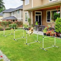Agility Hürdenset Slalom Stangen Hunde Training Set 4 x Hürden Weiß