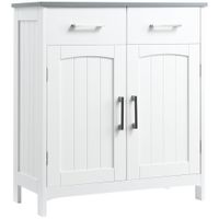 Badezimmerschrank Badschrank mit 2 Schubladen Bademöbel mit Verstellbarer Regalebene Weiß 68 x 33 x 76 cm
