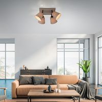 LeuchtenDirekt, Deckenleuchte RIALA, 4-flammig, E27 Leuchtköpfe verstellbar, taupe, IP20