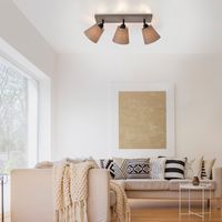 LeuchtenDirekt Deckenleuchte RIALA, 3-flammig, E27, Leuchtköpfe verstellbar, Stoffschirme, taupe