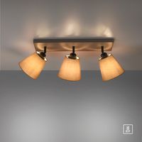 LeuchtenDirekt Deckenleuchte RIALA, 3-flammig, E27, Leuchtköpfe verstellbar, Stoffschirme, taupe, IP20