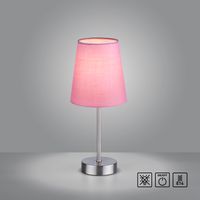 LeuchtenDirekt Tischleuchte HEINRICH, 1-flammig, E14, Stoffschirm, Schnurschalter, rosa, IP20