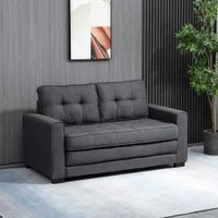 Schlafsofa Klappsofa 2-Sitzer Stoffsofa Leinen-Touch Gummiholz Grau