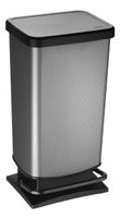Rotho Paso Mülleimer 40l mit Pedal und Deckel, carbonmetallic
