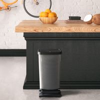 Rotho Paso Mülleimer 40l mit Pedal und Deckel, carbonmetallic