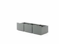 Schubladen-Set, best. aus 3 Schubkästen auf Rollen, MDF grau lackiert