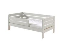 Juniorbett mit Liegefläche 70 x 140 cm, Umrandung mit waagerechten Paneelen, Ausf. MDF weiß lackiert