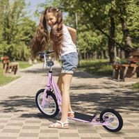 Kinderroller mit Bremsen 16/12 Zoll Scooter Tretroller Cityroller Kinder Roller Kickboard für 5+ Jahre Kinder Rosa 135 x 58 x 92-100 cm