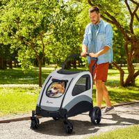 Hundebuggy Hundewagen Hundeanhänger Hundetasche Grau 107x67x102 cm